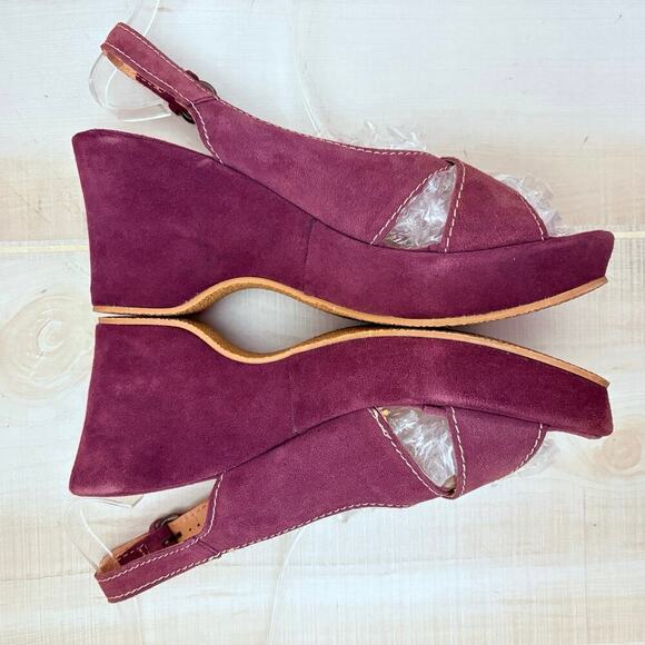 Sundance Mauve Suede Wedge Sandals Open Toe Ankle Strap Shoes Women Sz 40(9-9.5) - Picture 7 of 11